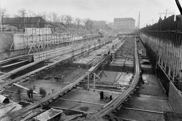 Budapest, M2 metró, építés, bélyegkép